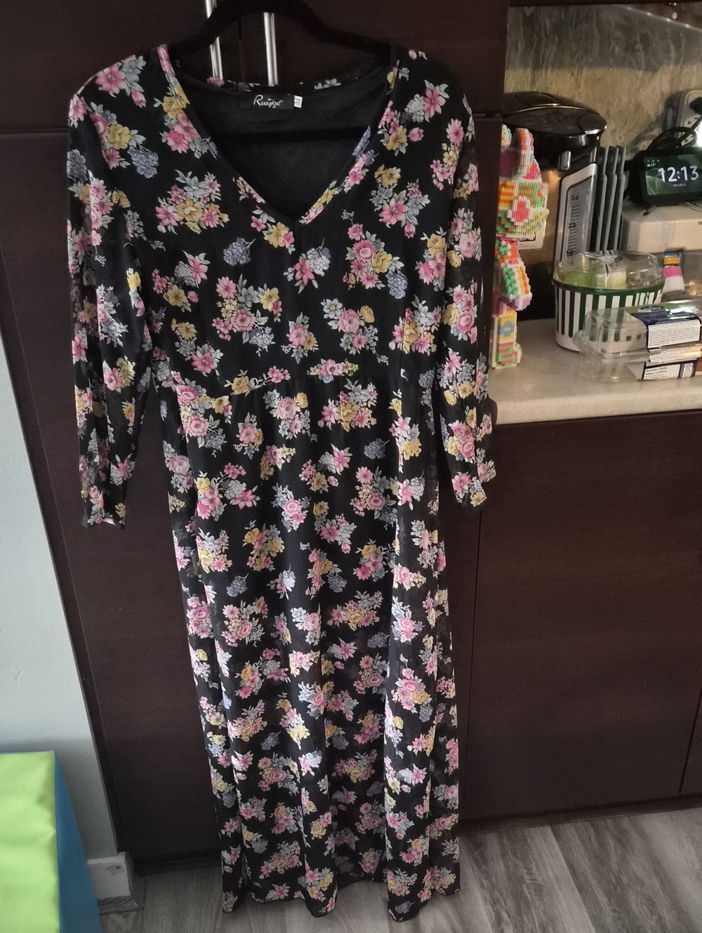 Roxy Black Floral V-Neck Maxi Dress